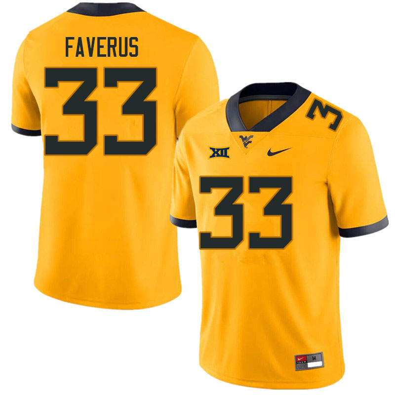 Men #33 Jairo Faverus West Virginia Mountaineers College Football Jerseys Sale-Gold